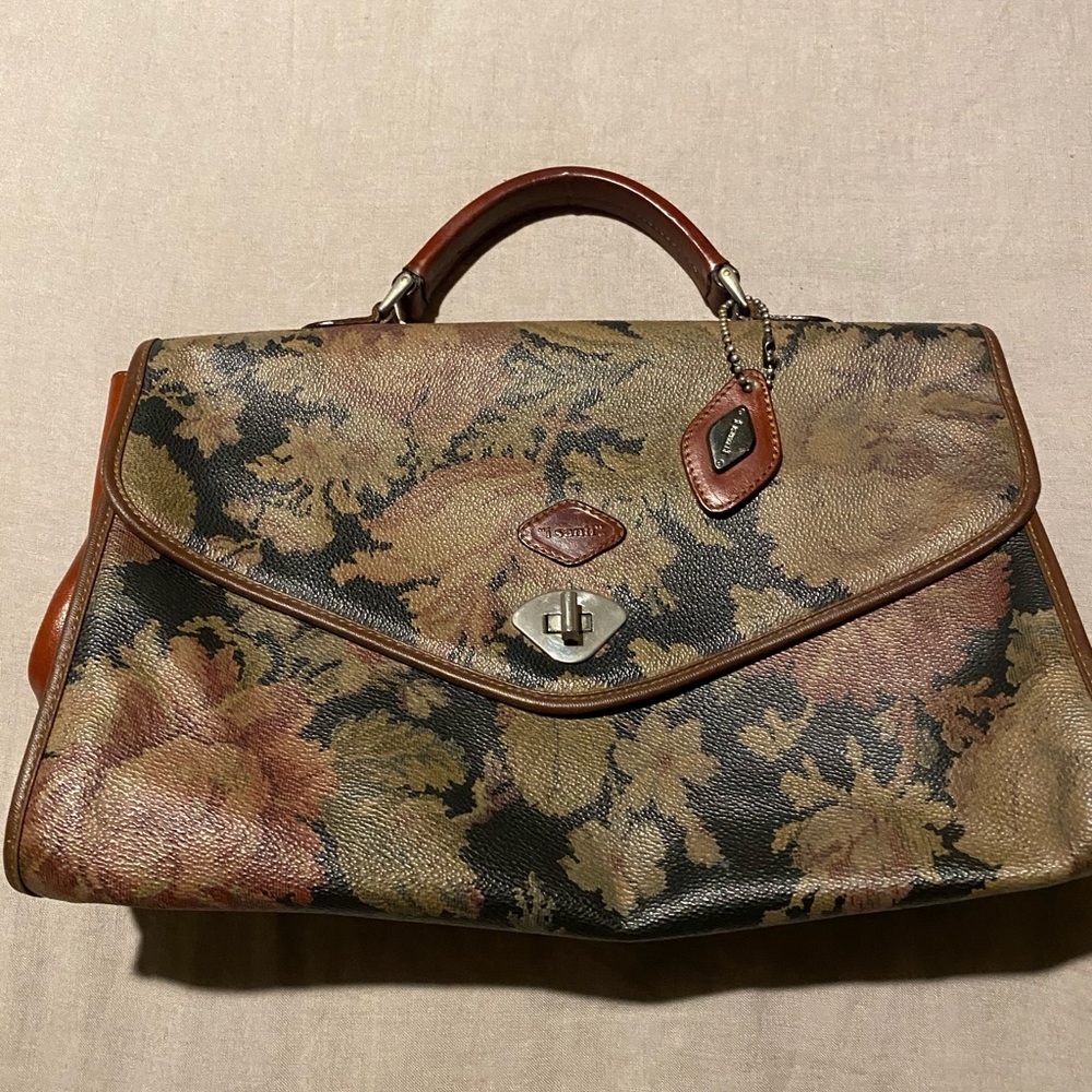 Vintage I Santi floral leather messenger bag
